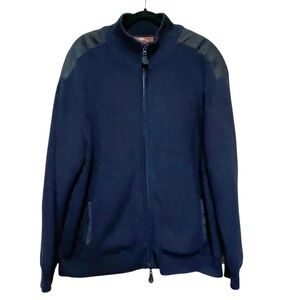 Bob Timberlake Men’s XXL Navy Blue Sweater Jacket Ribbed Full Zip Pockets